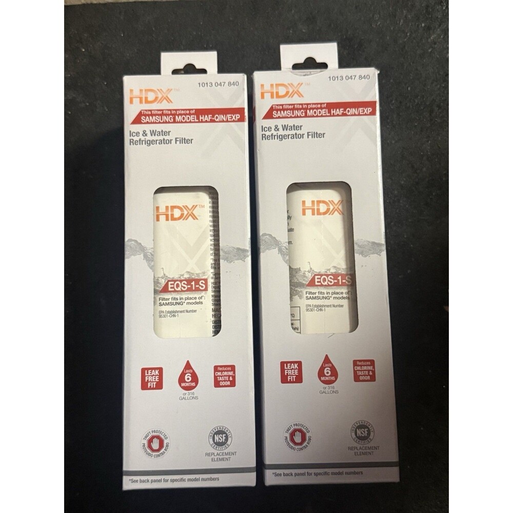 2 Pack HDX EQS-1-S Standard Refrigerator Water Filters For Samsung HAF-QIN - New